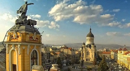 Avram Iancu Square and Orthodox Cathedral in Cluj-Napoca
